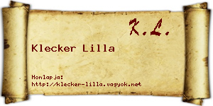 Klecker Lilla névjegykártya